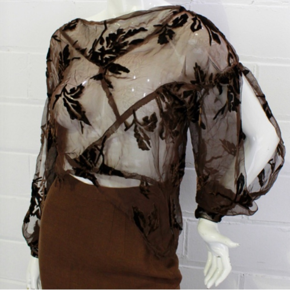 Vintage 1930s Brown Velvet, Chiffon Top Converted from Dress